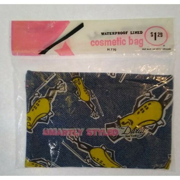 Mr Peanut Cosmetic Bag Blue Fabric Zipper Duray Planters Peanuts 1970s SEALED - Picture 4 of 10